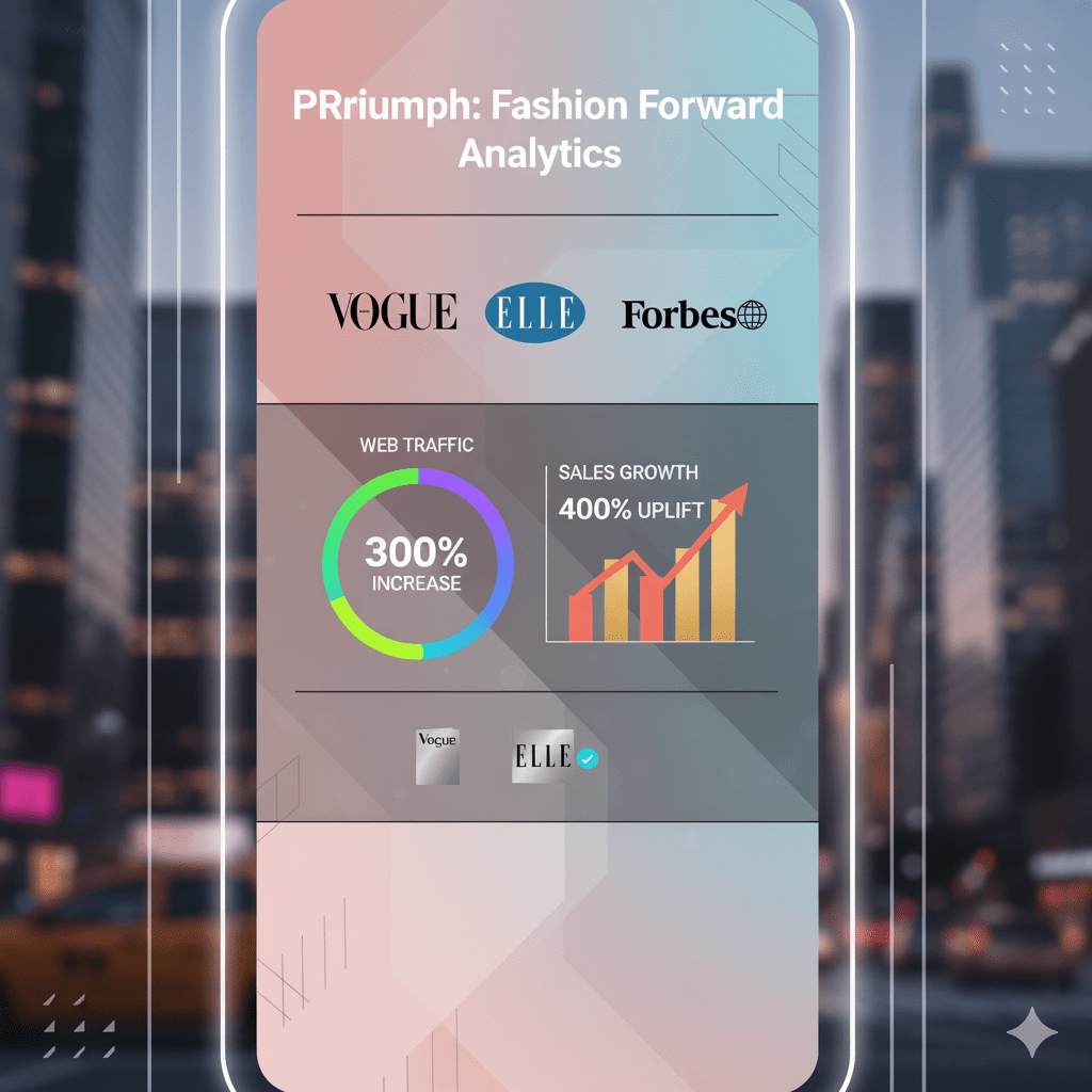  Fashion PR Agency NYC success metrics infographic showing client results and media placements