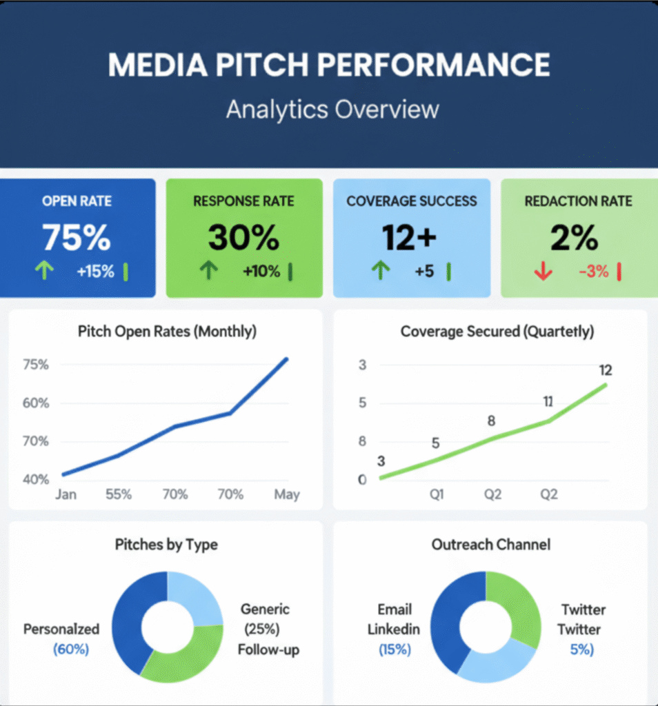 Media pitch performance analytics showing how to measure and improve PR pitch success rates